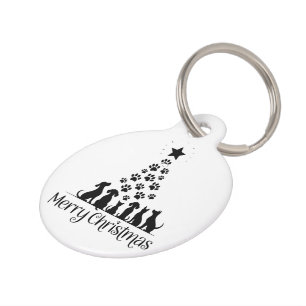 Médaillon Pour Animaux Joyeux Noël Arbre Patte Amoureux de Chien Amoureux