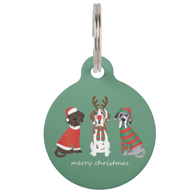 Médaillon Pour Animaux Joyeux Noël Grands Chiens Danois (Devant)