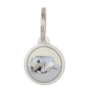 Médaillon Pour Animaux Keeshond Sleeping Puppy Peinture Chien Art origina