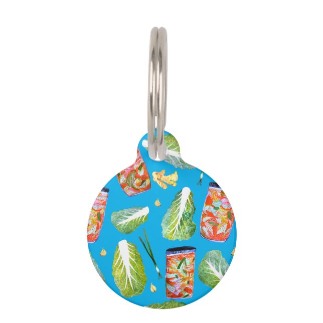 Médaillon Pour Animaux Kimchi Ingrédients Fermentation épicée Aquarelle (Devant)