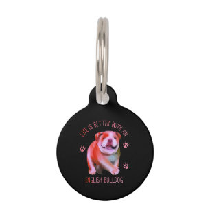Médaillon Pour Animaux La vie est meilleure avec un chiot bouledogue angl