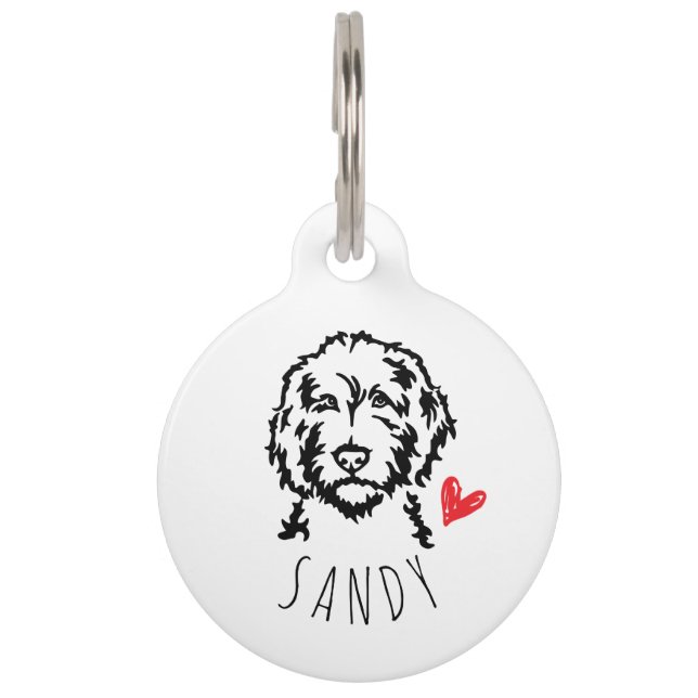 Médaillon Pour Animaux Labradoodle ou étiquette d'identification (Devant)
