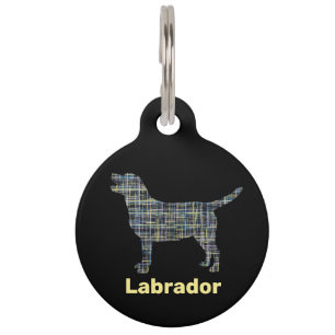 Médaillon Pour Animaux Labrador Retriever Chien Lignes jaunes et bleues d