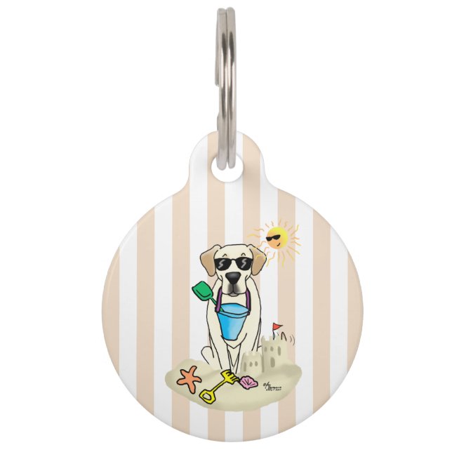 Médaillon Pour Animaux Labrador Retriever jaune de plage d'été Chien (Devant)