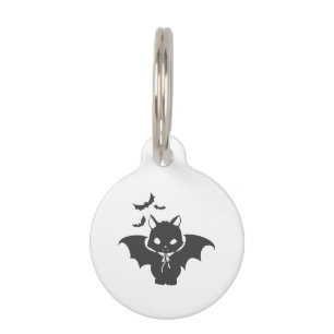 Médaillon Pour Animaux Le chat vampire a la canine - Choisir la couleur d