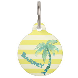 Médaillon Pour Animaux Le jaune de palmier d'aquarelle barre l'été