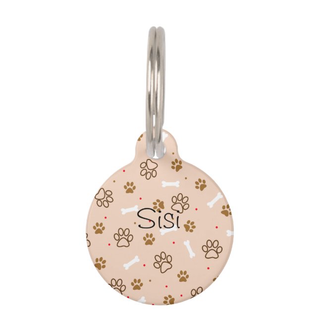 Médaillon Pour Animaux Le motif mignon de chien avec des pattes désosse (Devant)