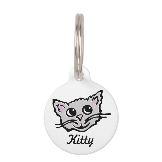 Médaillon Pour Animaux Le nom gris graphique de chat et les détails (Devant)