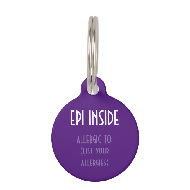 Médaillon Pour Animaux Le pourpre badine Epi à l'intérieur d'allergie de (Devant)