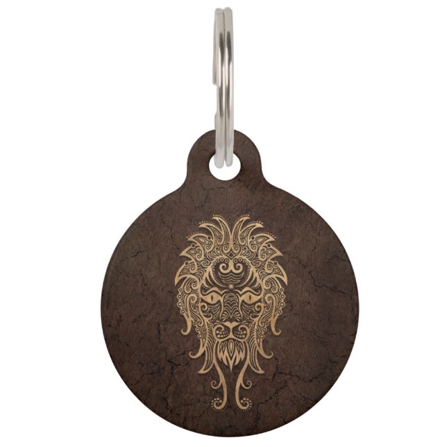 Médaillon Pour Animaux Le zodiaque rustique de Lion se connectent l'effet (Devant)