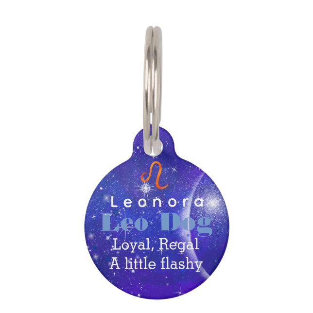 Médaillon Pour Animaux Leo Chien drôle Traits Zodiac personnalisés (Devant)