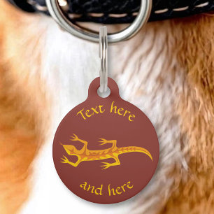 Médaillon Pour Animaux Lézard Tribal Orange