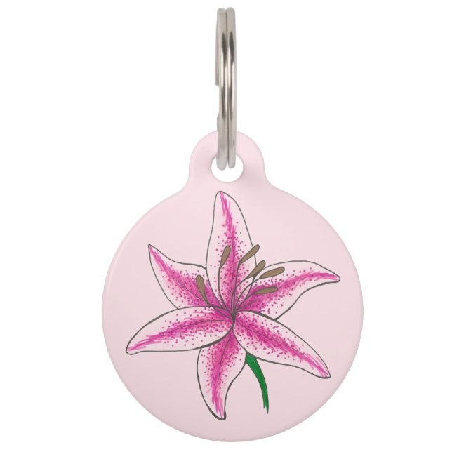 Médaillon Pour Animaux Lily Chien rose Fleur Floral Lys Lilly Garden (Devant)