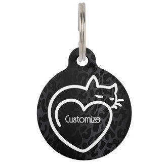Médaillon Pour Animaux Logo blanc personnalisé d'amour de chats