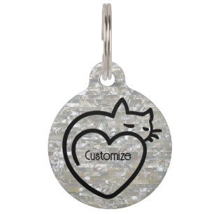 Médaillon Pour Animaux Logo noir personnalisé amour de chats