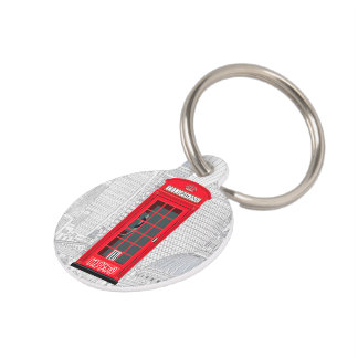 Médaillon Pour Animaux London Phone Booth with Custom Name & Number