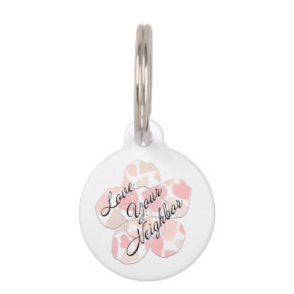 Médaillon Pour Animaux Love Your Neighbor Heart-Filled Flower