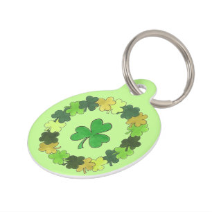 Médaillon Pour Animaux Lucky Chien Green Shamrock irlandais Clover Wreath