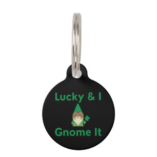 Médaillon Pour Animaux Lucky & I Gnome ça drôle Chat sarcastique St Patr