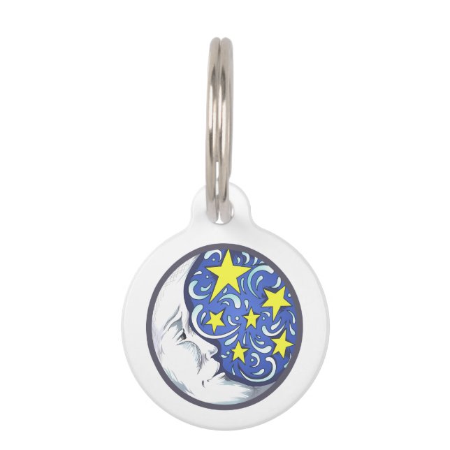 Médaillon Pour Animaux Lune et étoiles (Devant)