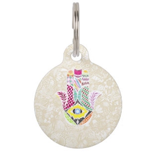 Médaillon Pour Animaux Main tirée par la main artistique de Hamsa dessins