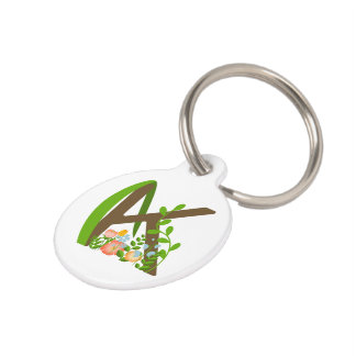 Médaillon Pour Animaux Majuscule K monogramme floral