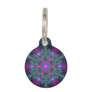 Médaillon Pour Animaux Mandala Coloré Frappant Art Fractal Kaléidoscope