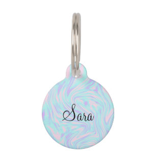 Médaillon Pour Animaux marbre blanc violet rose élégant
