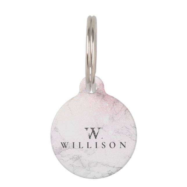 Médaillon Pour Animaux Marbre de luxe Design personnalisé (Devant)