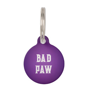 Médaillon Pour Animaux Mauvaise Paw violette profonde
