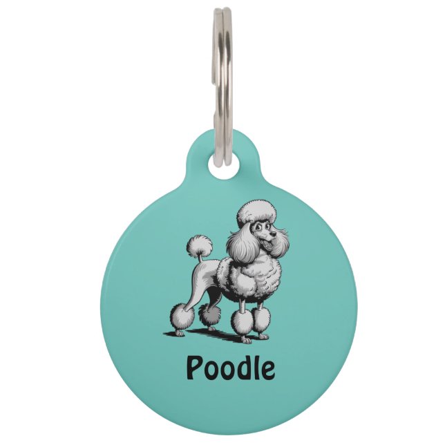 Médaillon Pour Animaux Médaille de chien personnalisée pour Poodle ronde (Devant)