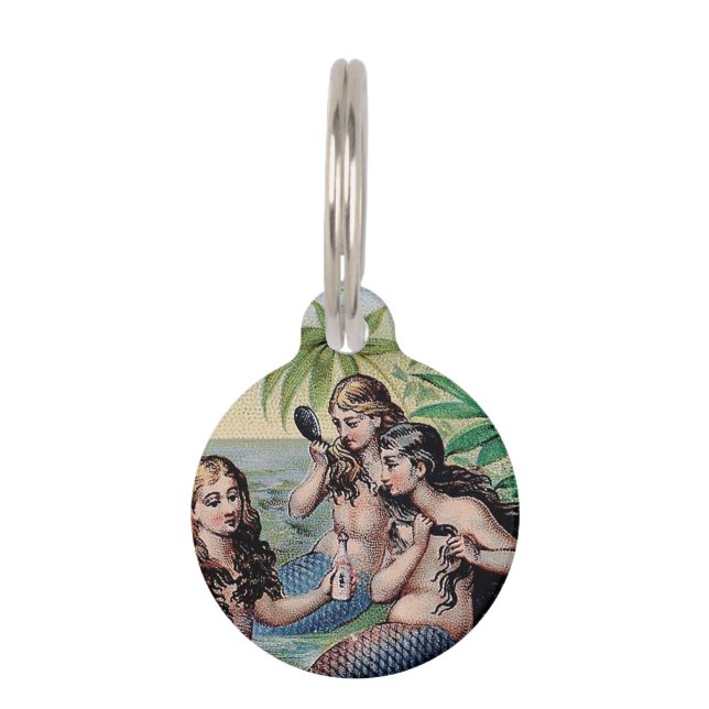 Médaillon Pour Animaux Mermaid Antique Magie Océan Nautique (Devant)