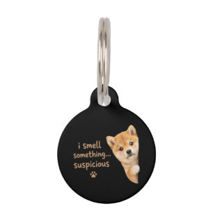Médaillon Pour Animaux Mignon chiot Shiba Inu Citation drôle d'odeur Chie