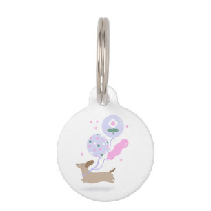 Médaillon Pour Animaux Mignon fêté de chien saucisson de dachshund rose