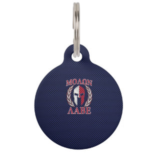 Médaillon Pour Animaux Molon Labe Spartan Warrian Carbon Chrome