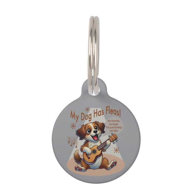 Médaillon Pour Animaux Mon Chien A Fleas Ukulele Tuning Chanson (Devant)