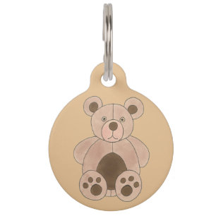 Médaillon Pour Animaux Mon nom est BEAR Brown Tan Teddy Plush Animal Toy
