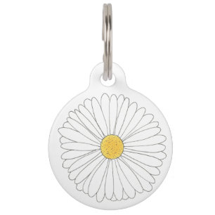Médaillon Pour Animaux Mon nom est Daisy Chien Blanc Fleur Jaune Florale