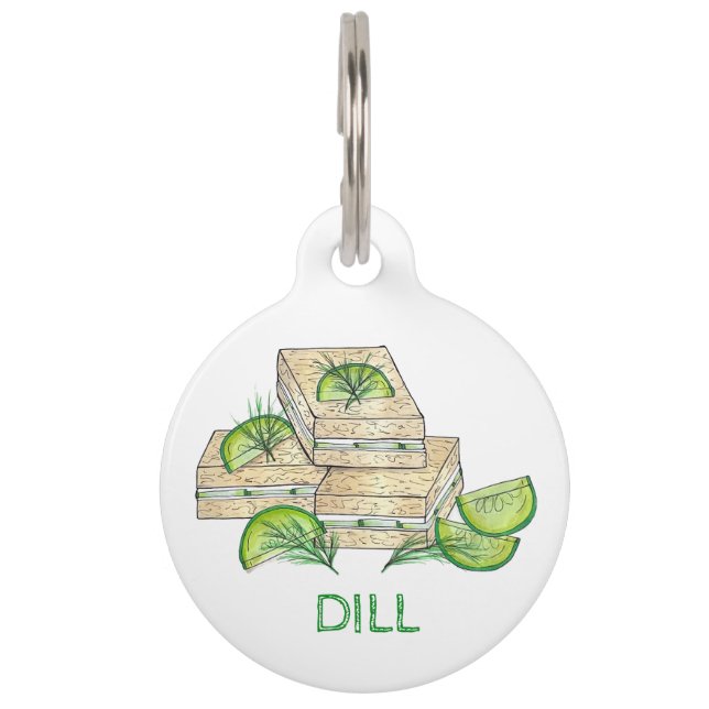 Médaillon Pour Animaux Mon nom est Dill Concomber Fromage Sandwich Foody (Devant)