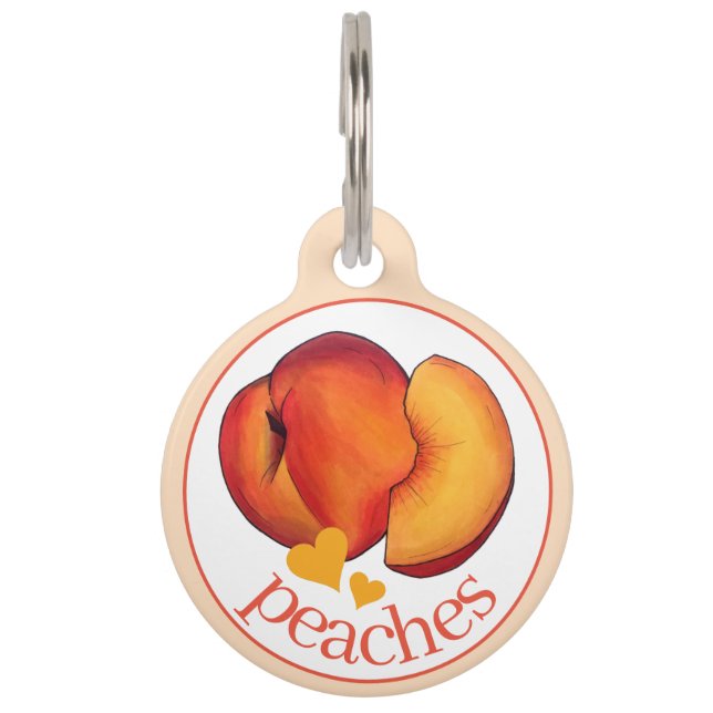 Médaillon Pour Animaux Mon nom est Peaches Georgia Peach Fruit Heart (Devant)