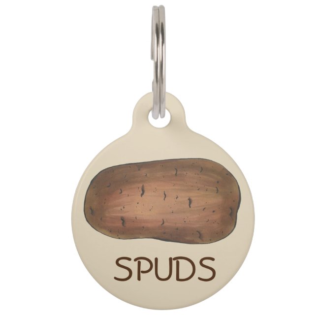 Médaillon Pour Animaux Mon nom est Spuds Brown cuit Potato Veggie (Devant)