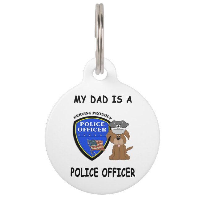 Médaillon Pour Animaux Mon père de police (Devant)