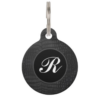 Médaillon Pour Animaux Monogram Black Crocodile Leather Print