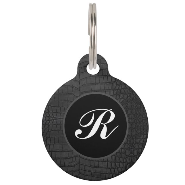 Médaillon Pour Animaux Monogram Black Crocodile Leather Print (Devant)