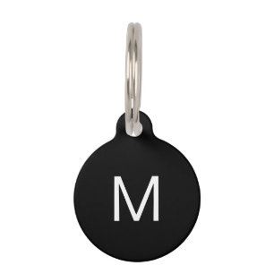 Médaillon Pour Animaux Monogram black white dog Nom personnalisé