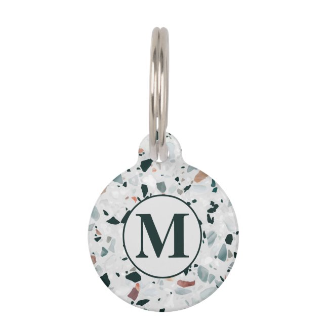 Médaillon Pour Animaux Monogramme Abstrait Terrazzo Motif (Devant)