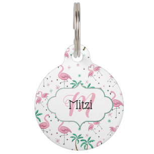 Médaillon Pour Animaux Monogramme atomique de style de Flamants roses et