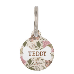 Médaillon Pour Animaux Monogramme botanique Fleur sauvage moderne et tend