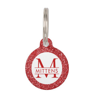 Médaillon Pour Animaux Monogramme étincelant Parties scintillant rouge