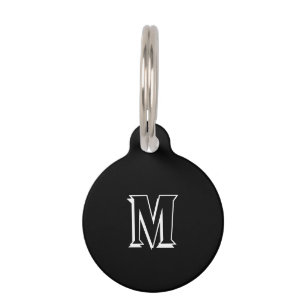 Médaillon Pour Animaux Monogramme noir blanc chien nom du chat coordonnée